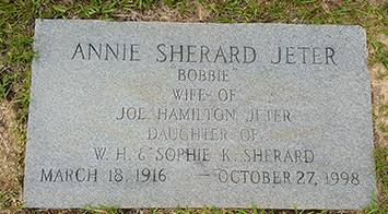 Annie Sherard Jeter 03 18 1916 10 27 1998