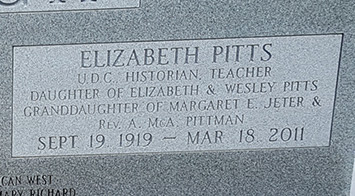 Elizabeth Pitts Hough 09 19 1919 03 18 2011