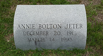 Annie Bolton Jeter 12 20 1913 03 14 1998